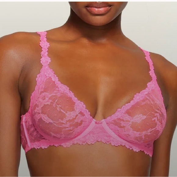Skims Stretch lace Intimates underwire scoop bra Pink BA-SCP-3575 - Picture 1 of 4